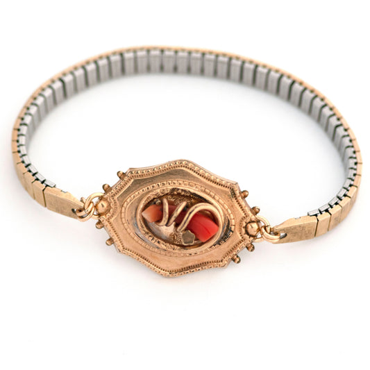 Victorian Coral Brooch Bracelet